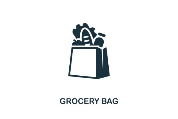 Grocery Bag Icon: A Versatile Design Asset for Web and Infographic Projects